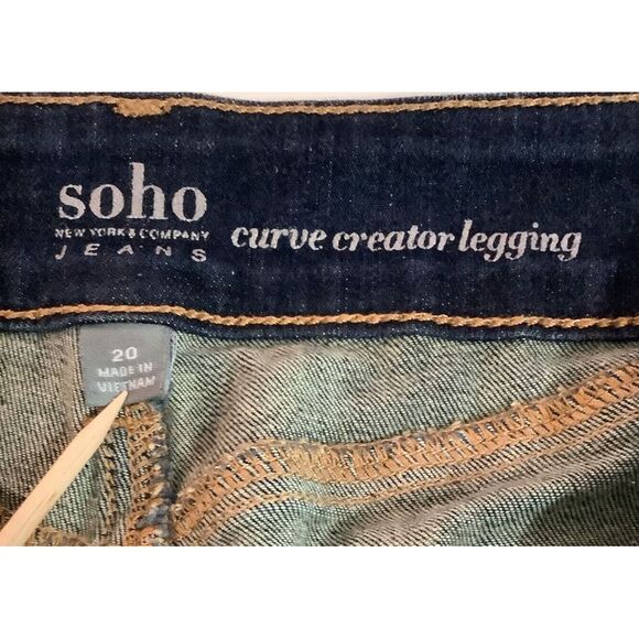 Soho Jeans Curve Creator Leggings Size 20 Stretch Blue midrise - Picture 7 of 9